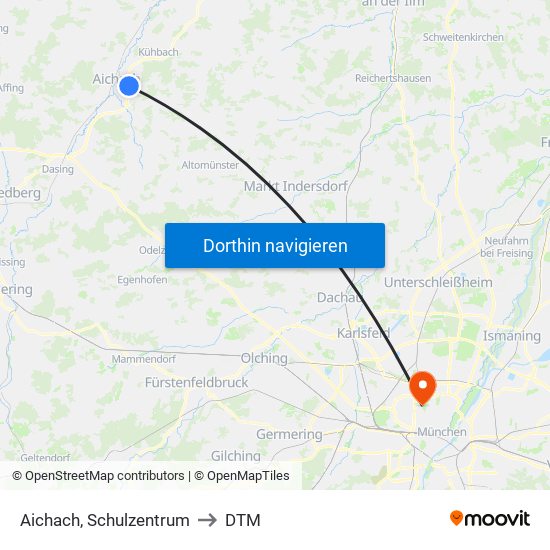 Aichach, Schulzentrum to DTM map