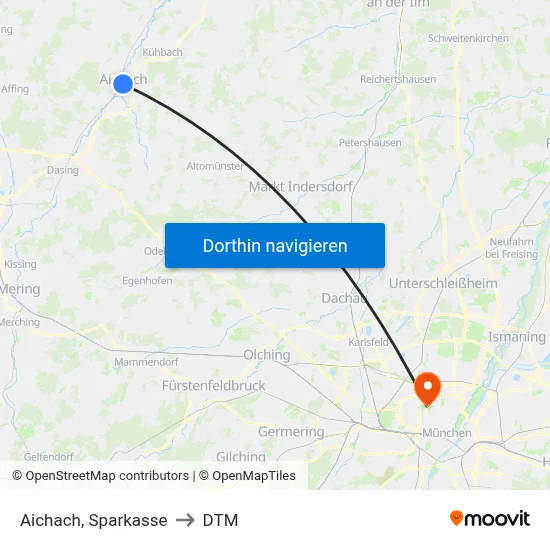 Aichach, Sparkasse to DTM map