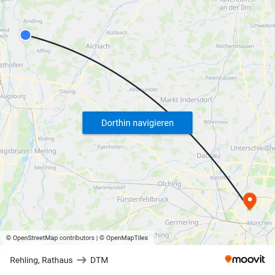 Rehling, Rathaus to DTM map