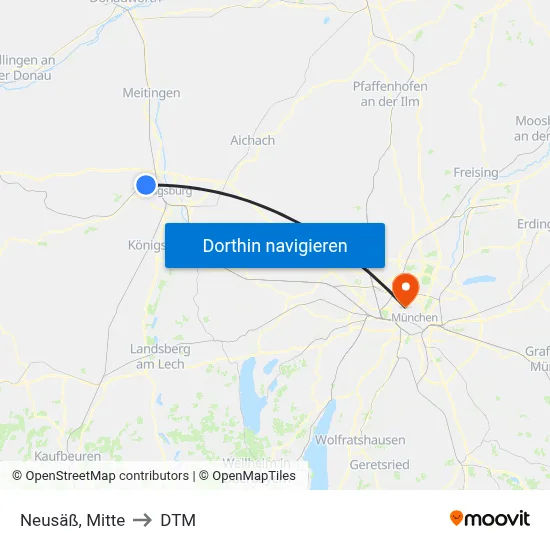 Neusäß, Mitte to DTM map