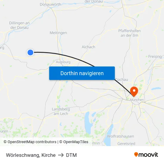 Wörleschwang, Kirche to DTM map