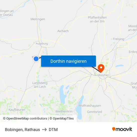 Bobingen, Rathaus to DTM map