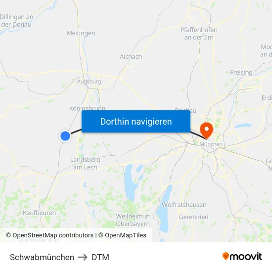 Schwabmünchen to DTM map