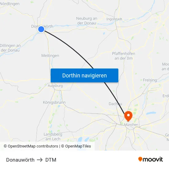 Donauwörth to DTM map