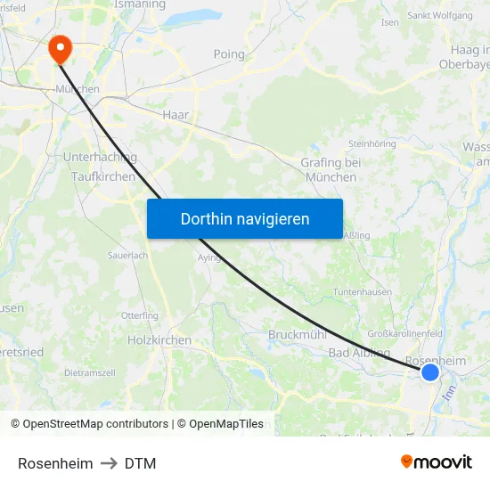 Rosenheim to DTM map