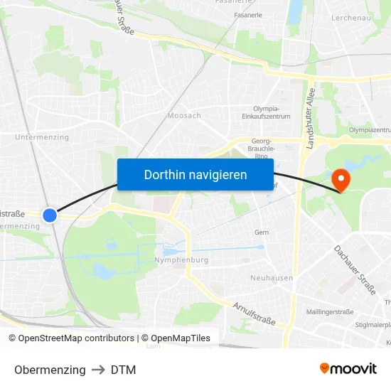Obermenzing to DTM map