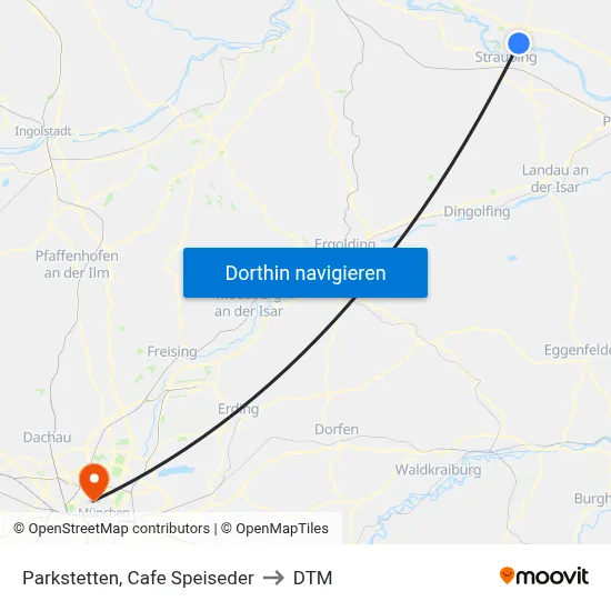Parkstetten, Cafe Speiseder to DTM map