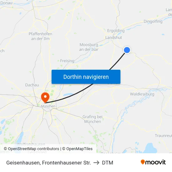 Geisenhausen, Frontenhausener Str. to DTM map