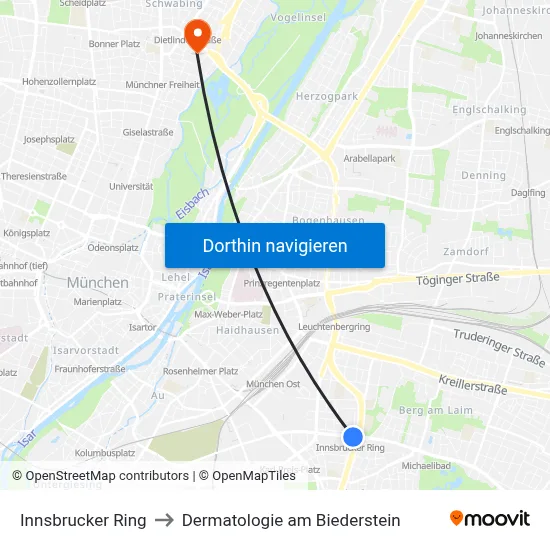Innsbrucker Ring to Dermatologie am Biederstein map