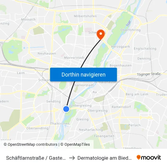 Schäftlarnstraße / Gasteig Hp8 to Dermatologie am Biederstein map