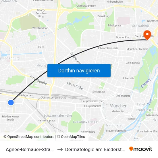 Agnes-Bernauer-Straße to Dermatologie am Biederstein map