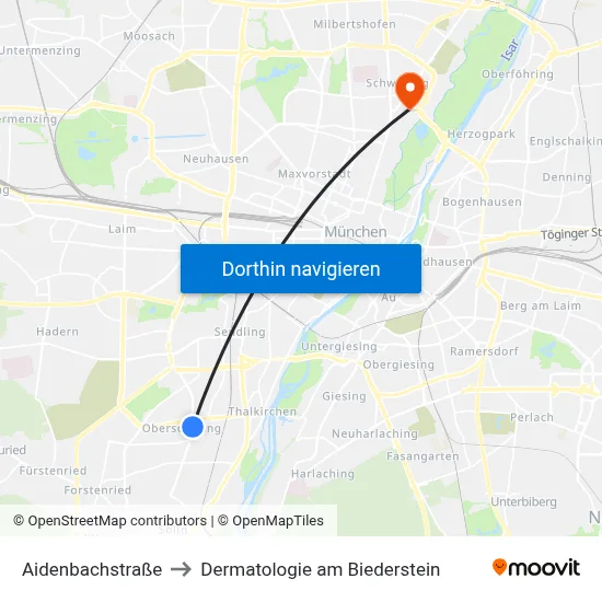 Aidenbachstraße to Dermatologie am Biederstein map