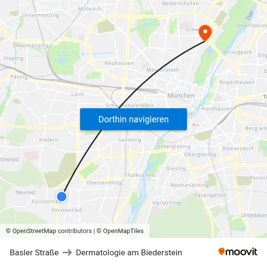 Basler Straße to Dermatologie am Biederstein map