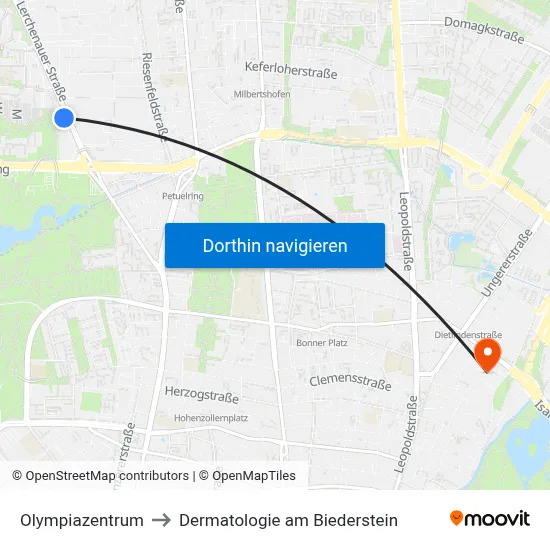 Olympiazentrum to Dermatologie am Biederstein map
