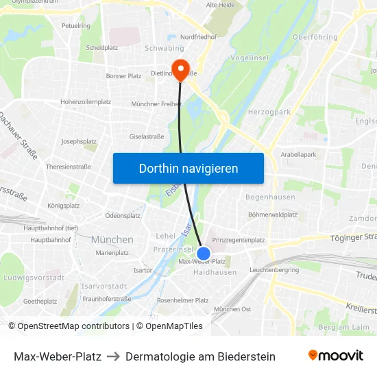 Max-Weber-Platz to Dermatologie am Biederstein map