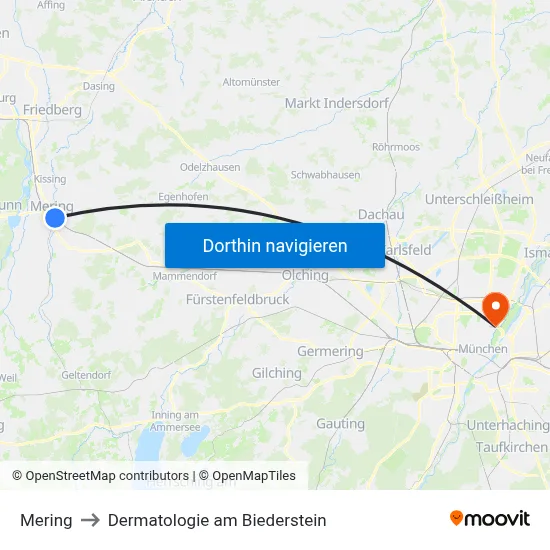 Mering to Dermatologie am Biederstein map