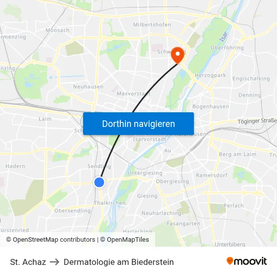 St. Achaz to Dermatologie am Biederstein map