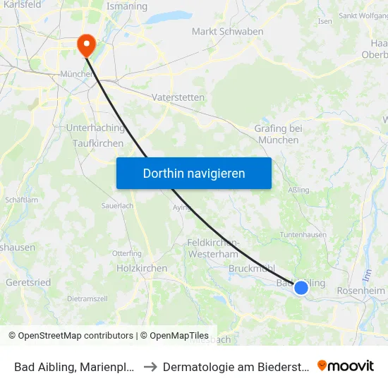 Bad Aibling, Marienplatz to Dermatologie am Biederstein map