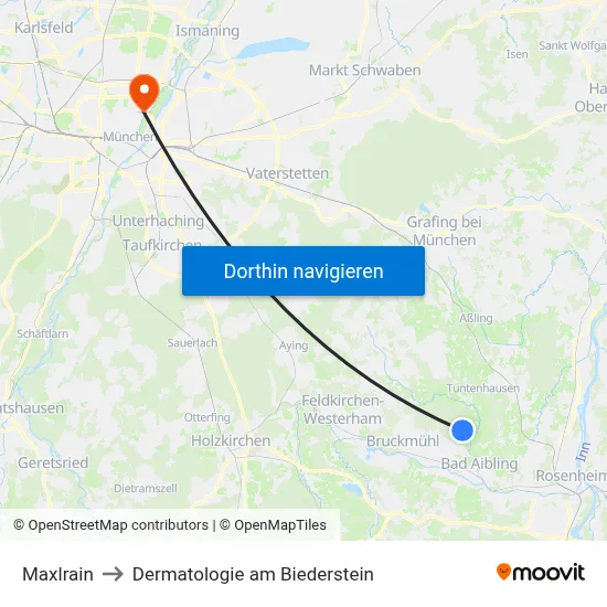 Maxlrain to Dermatologie am Biederstein map