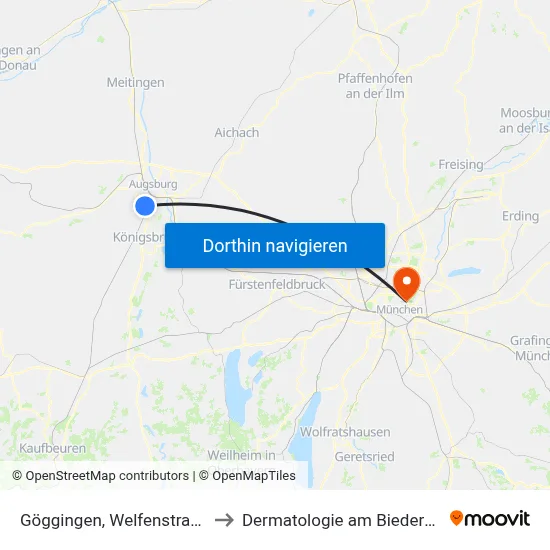 Göggingen, Welfenstraße A to Dermatologie am Biederstein map