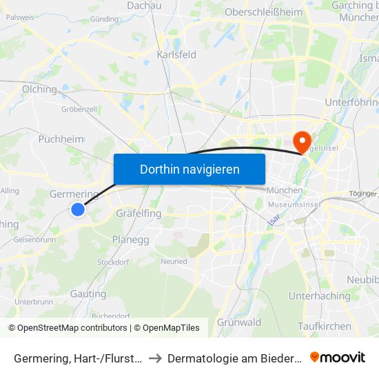 Germering, Hart-/Flurstraße to Dermatologie am Biederstein map