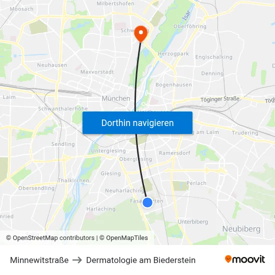 Minnewitstraße to Dermatologie am Biederstein map