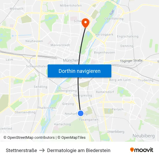 Stettnerstraße to Dermatologie am Biederstein map