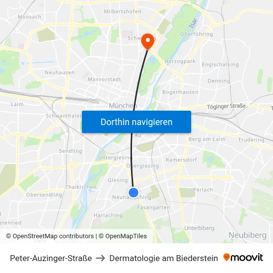 Peter-Auzinger-Straße to Dermatologie am Biederstein map