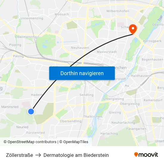 Zöllerstraße to Dermatologie am Biederstein map