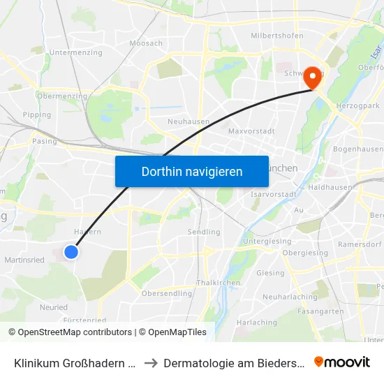 Klinikum Großhadern Ost to Dermatologie am Biederstein map