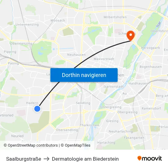 Saalburgstraße to Dermatologie am Biederstein map