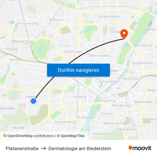 Platanenstraße to Dermatologie am Biederstein map