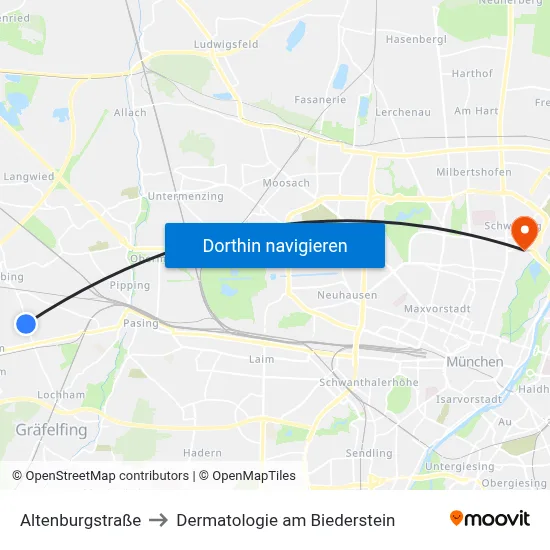 Altenburgstraße to Dermatologie am Biederstein map