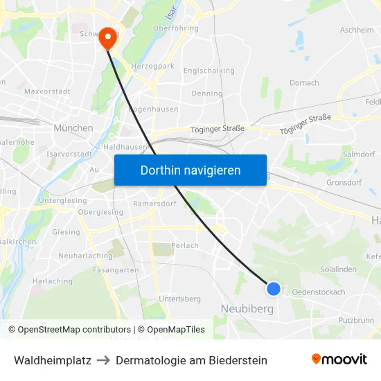 Waldheimplatz to Dermatologie am Biederstein map