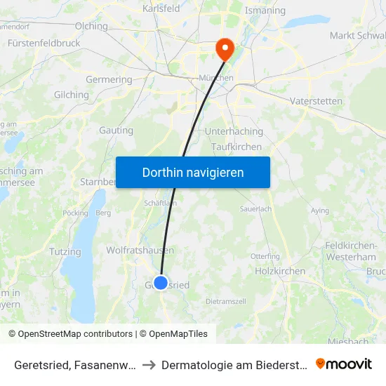 Geretsried, Fasanenweg to Dermatologie am Biederstein map