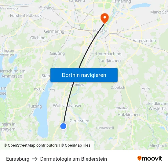 Eurasburg to Dermatologie am Biederstein map
