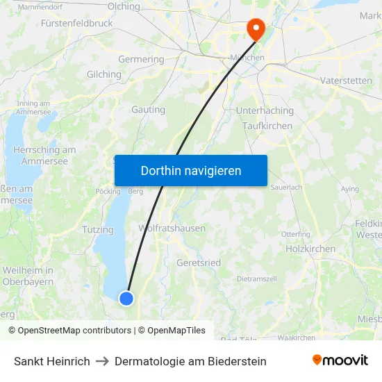 Sankt Heinrich to Dermatologie am Biederstein map