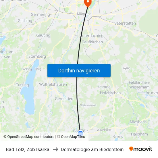 Bad Tölz, Zob Isarkai to Dermatologie am Biederstein map