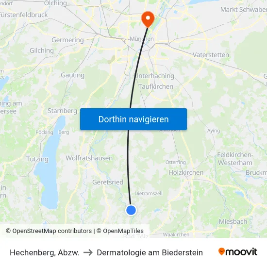 Hechenberg, Abzw. to Dermatologie am Biederstein map