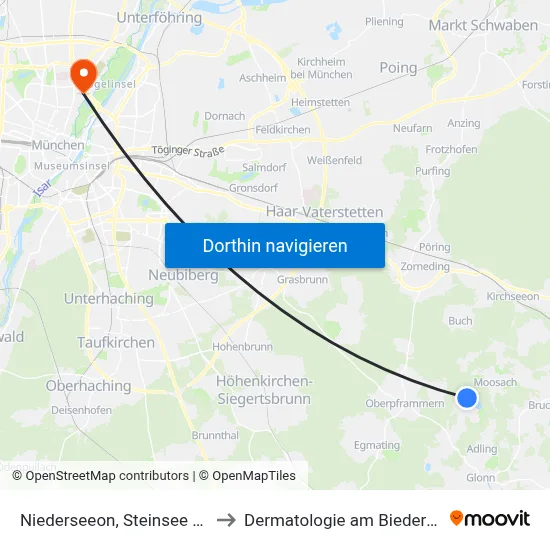 Niederseeon, Steinsee Nord to Dermatologie am Biederstein map