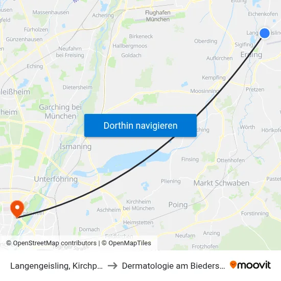 Langengeisling, Kirchplatz to Dermatologie am Biederstein map