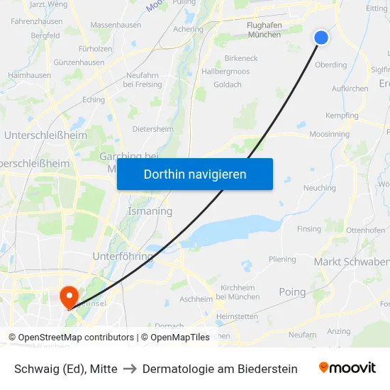 Schwaig (Ed), Mitte to Dermatologie am Biederstein map