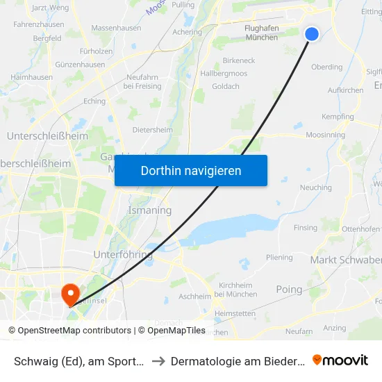 Schwaig (Ed), am Sportplatz to Dermatologie am Biederstein map