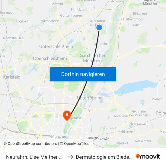 Neufahrn, Lise-Meitner-Straße to Dermatologie am Biederstein map