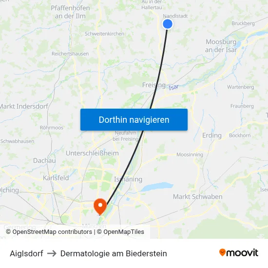 Aiglsdorf to Dermatologie am Biederstein map