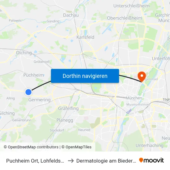 Puchheim Ort, Lohfeldstraße to Dermatologie am Biederstein map