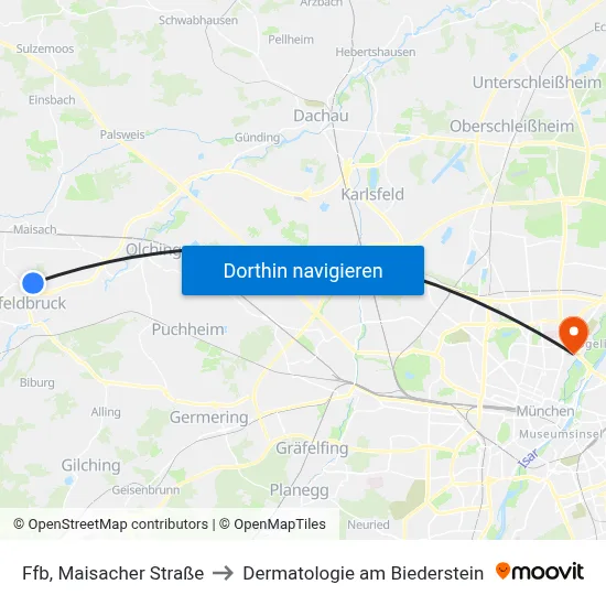Ffb, Maisacher Straße to Dermatologie am Biederstein map