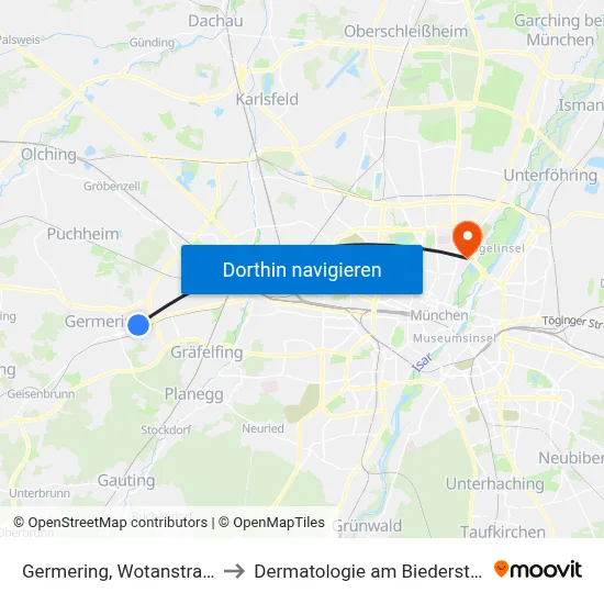 Germering, Wotanstraße to Dermatologie am Biederstein map