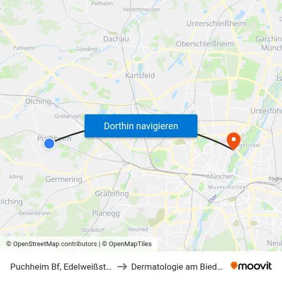Puchheim Bf, Edelweißstr./ Puc to Dermatologie am Biederstein map