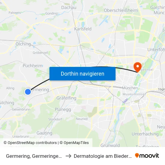Germering, Germeringer See to Dermatologie am Biederstein map